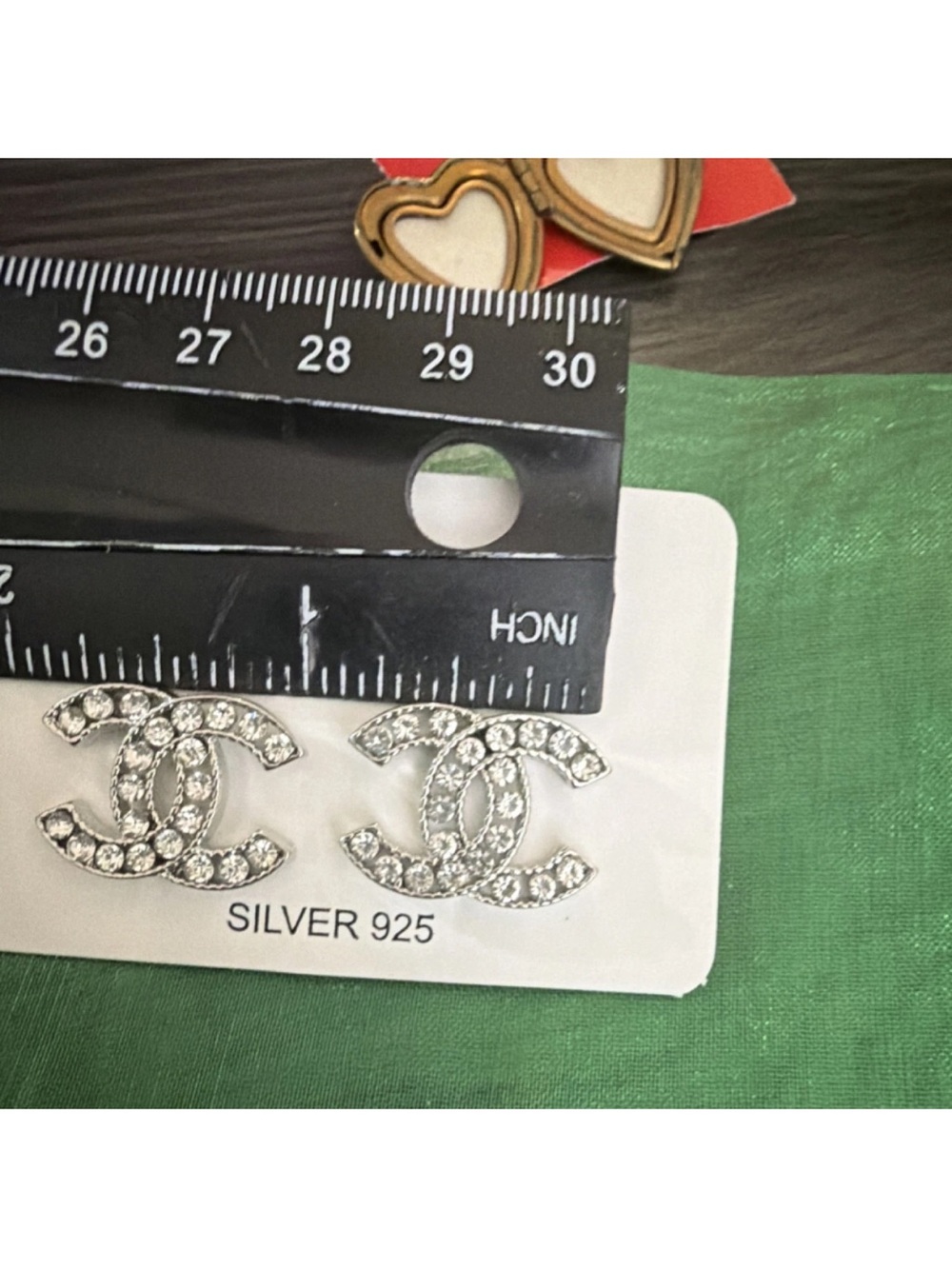 CHANEL Silver Crystal CC Logo Stud Earrings - Clear/Silver - Picture 6 of 6